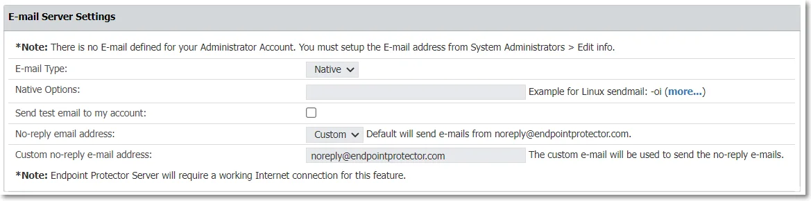 E-mail Server Settings