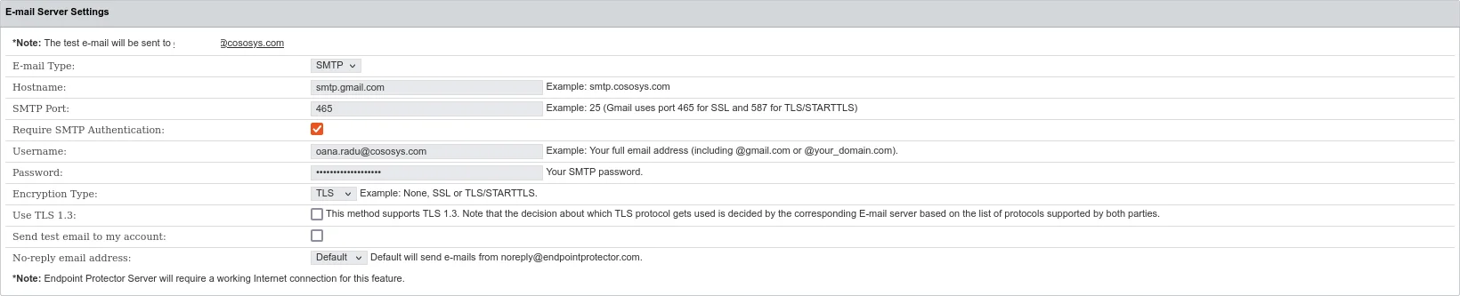 E-mail Server Settings