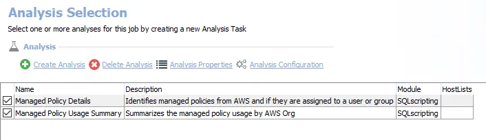Analysis Tasks for the AWS_ManagedPolicies Job