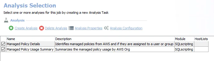 Analysis Tasks for the AWS_ManagedPolicies Job