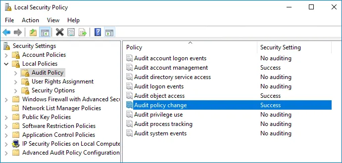 Local Security Policy snap-in