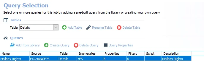 Queries for the EX_MBRights Job