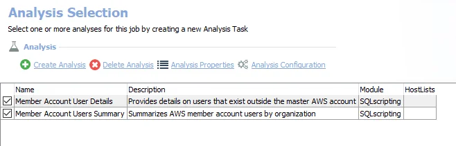 Analysis Tasks for the AWS_MemberAccountUsers Job