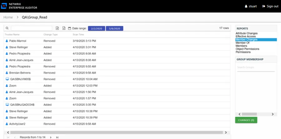 Member Changes report