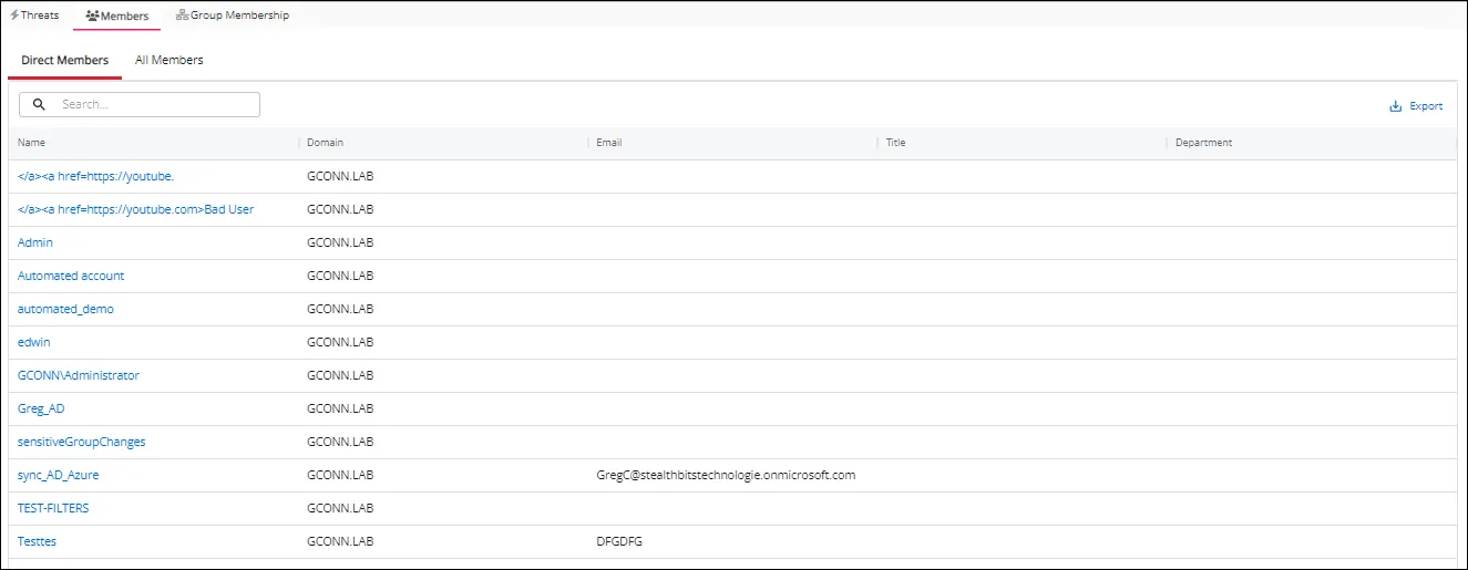 AD Group Details Members Page