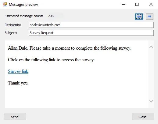 Messages preview window