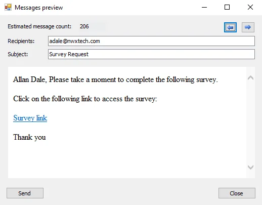 Messages preview window