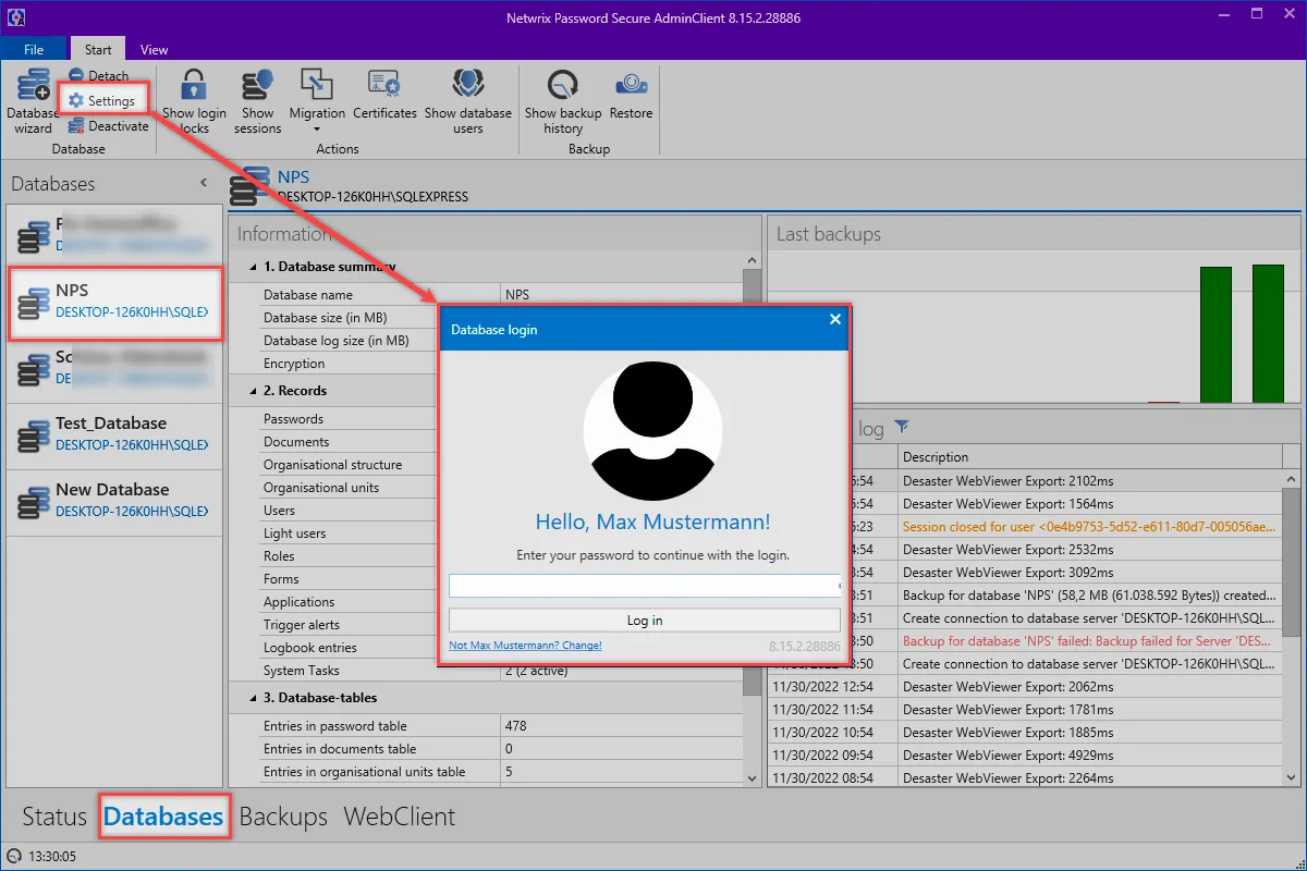 Database settings