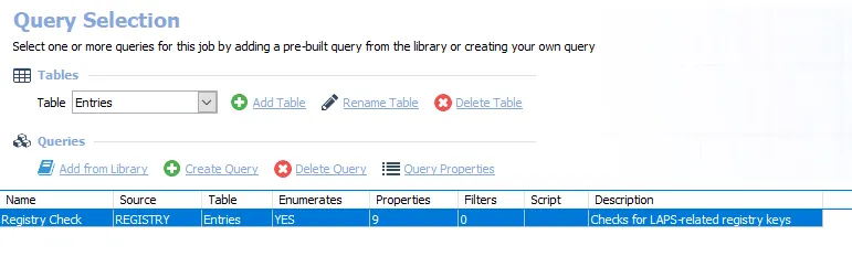 Queries for the SG_MicrosoftLAPS Job