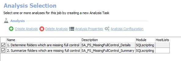 Analysis Tasks for the FS_MissingFullControl Job