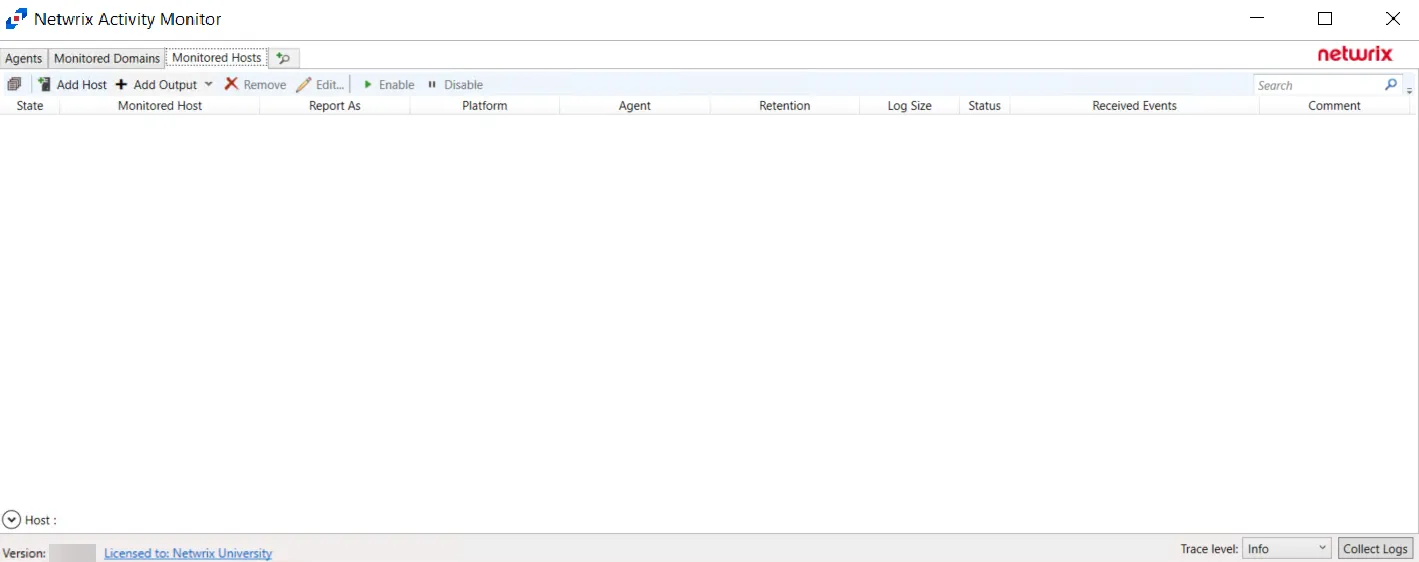 Activity Monitor with Monitored Hosts tab identified