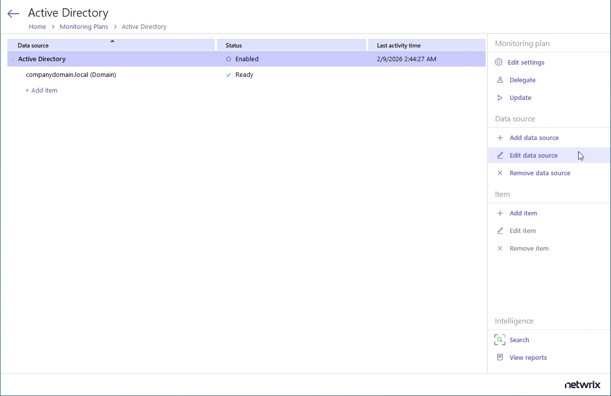 Data source settings