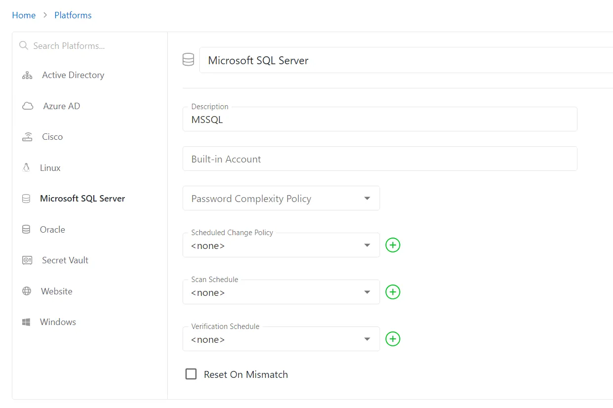 Microsoft SQL Server Platform Configuration