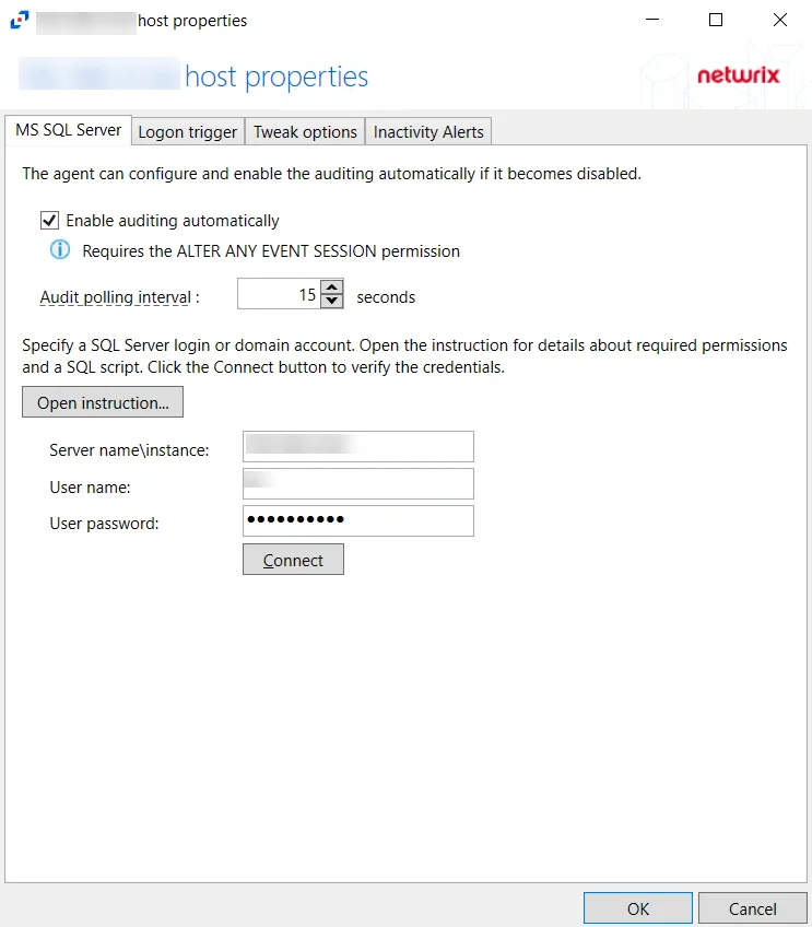 MS SQL Server Tab