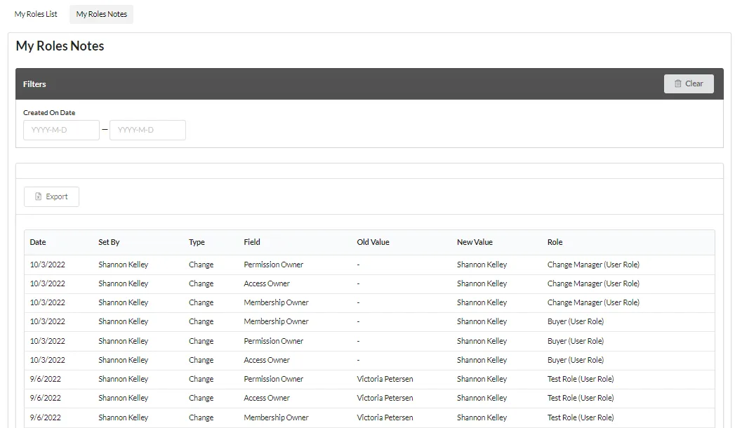 Open the My Roles Notes tab for details on your roles