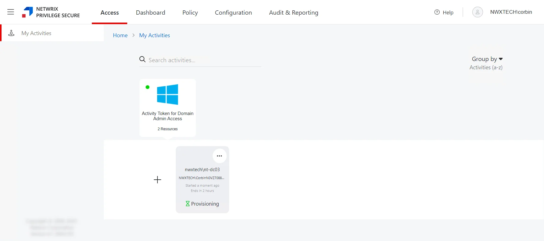 My Activities Page