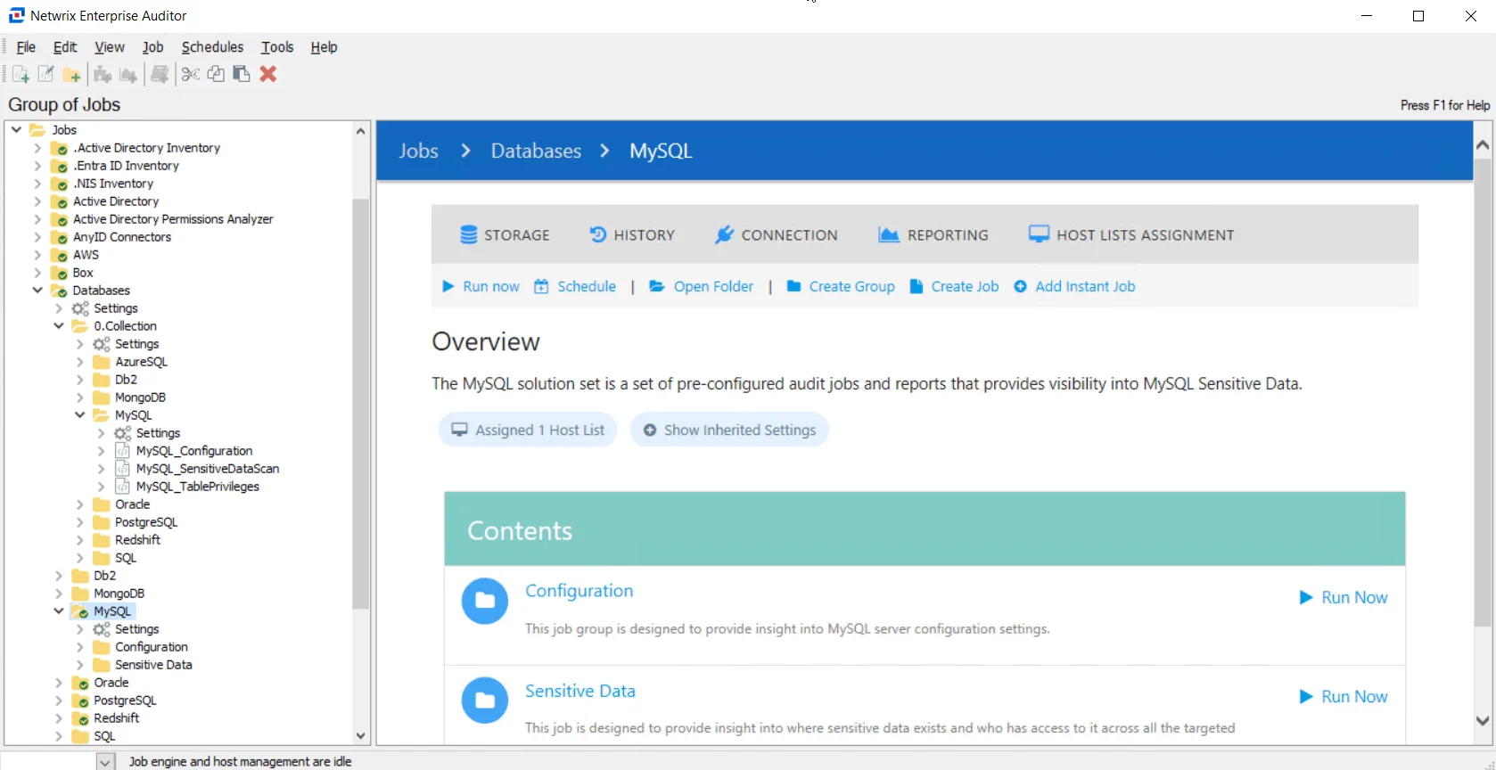 MySQL Job Group Overview
