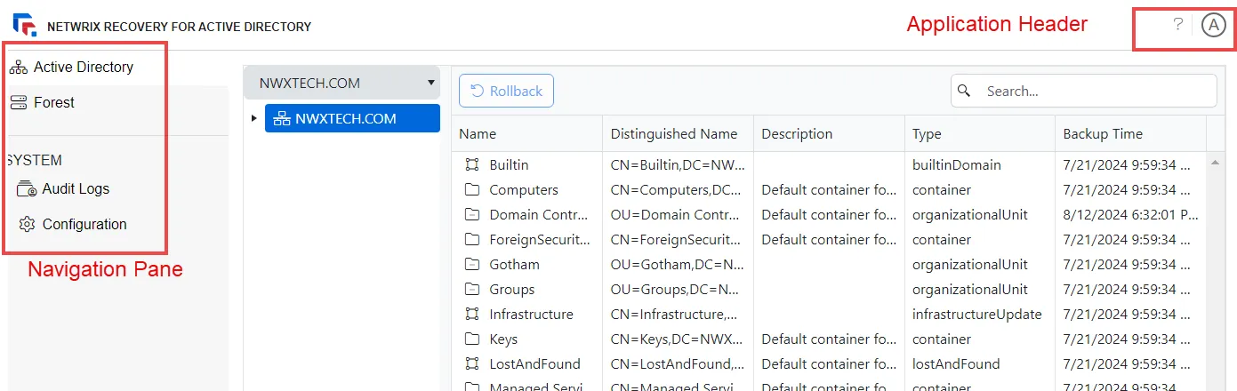Navigation Options in the Recovery Console