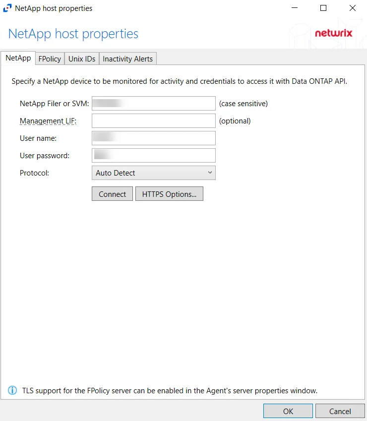 Host Properties NetApp Tab
