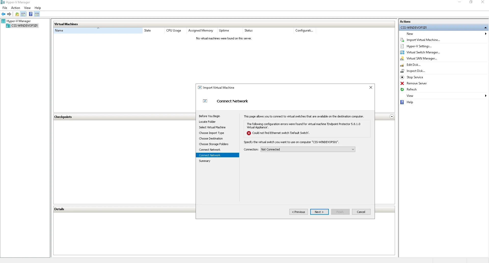 Connect network settings