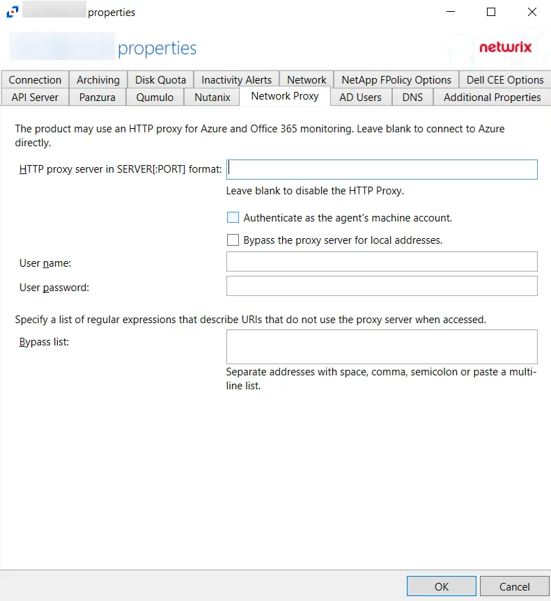 Agent Properties - Network Tab