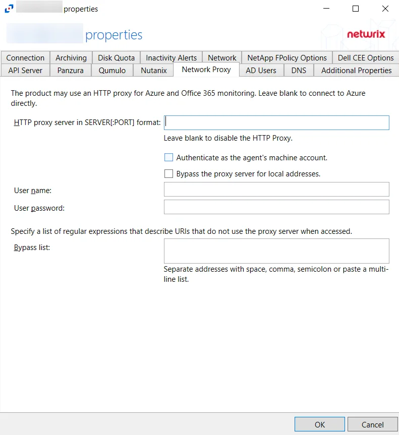 Agent Properties - Network Tab