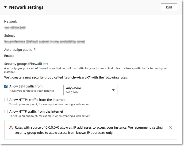 Configuring the Network section