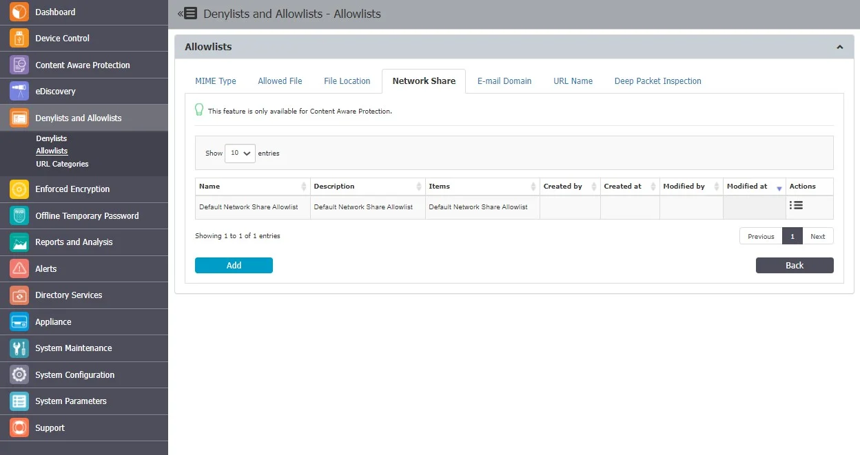 Network Share Allowlists 
