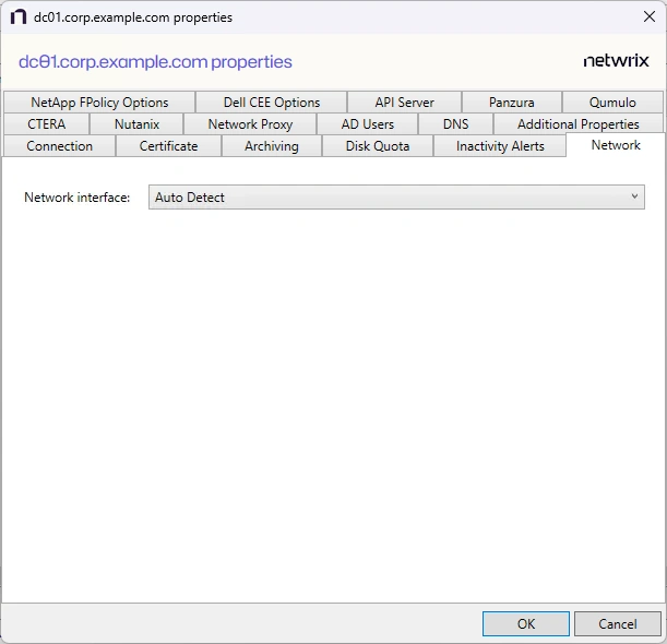 Agent Properties - Network Tab