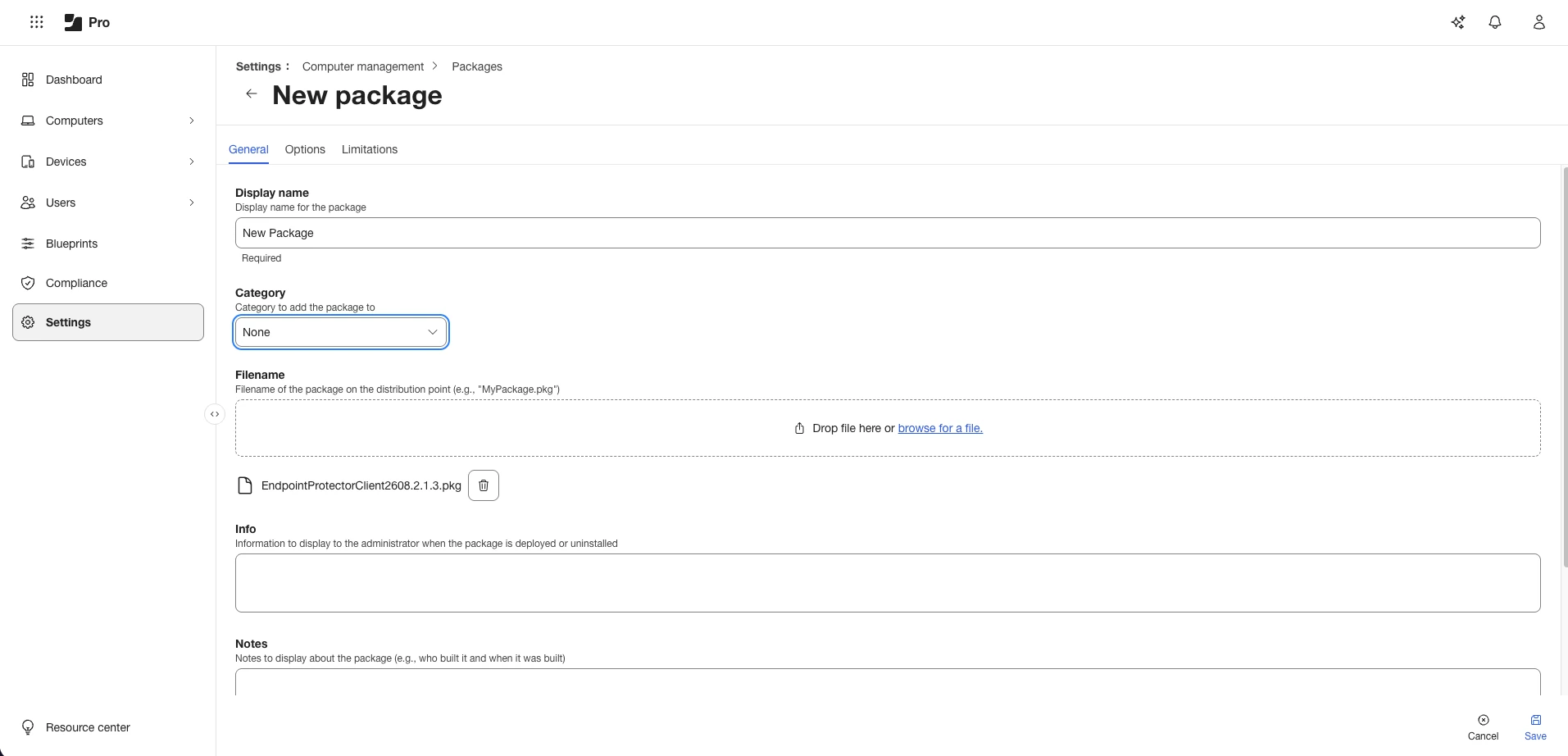 Uploading the new Package