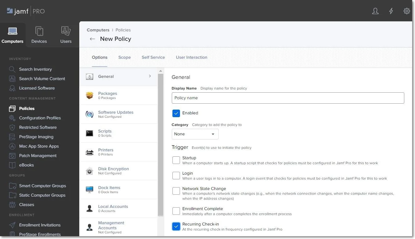 Creating a new Policy