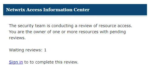 Email notification of pending review