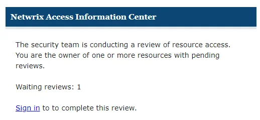 Email notification of pending review
