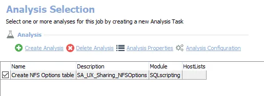 Analysis Tasks for the UX_NFSConfiguration Job