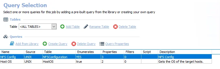 Queries for the UX_NFSConfiguration Job