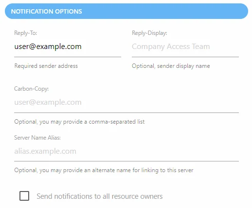 Notifications page showing Notification Options section