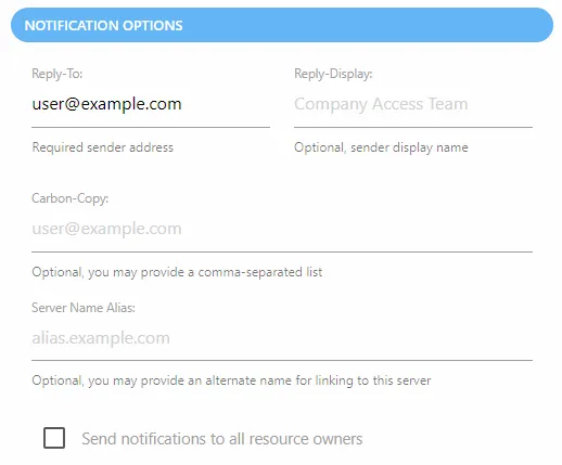 Notifications page showing Notification Options section
