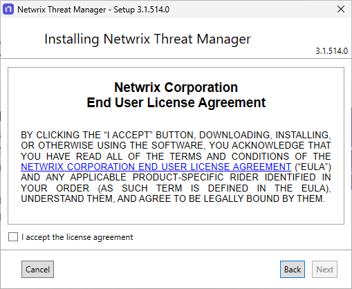 Install Netwrix Threat Manager 3.1 page