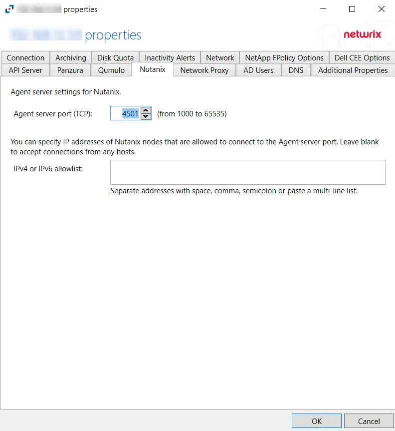 Agent Properties - Nutanix