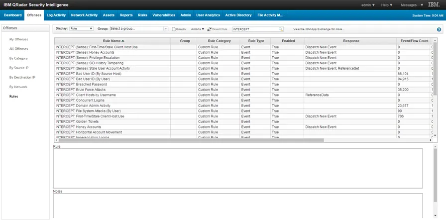 INTERCEPT Offenses in QRadar