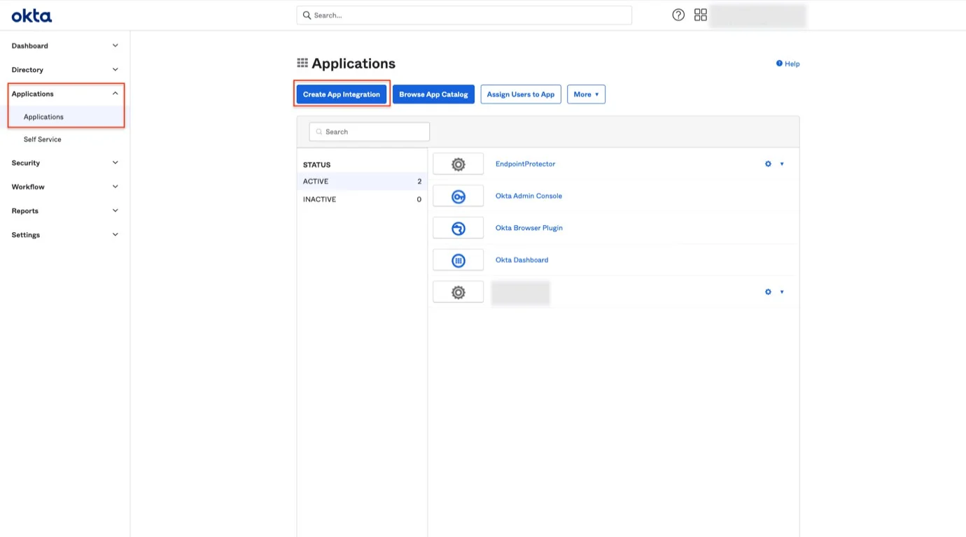 Create App Integration.