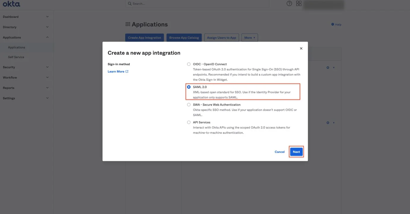 Create App Integration