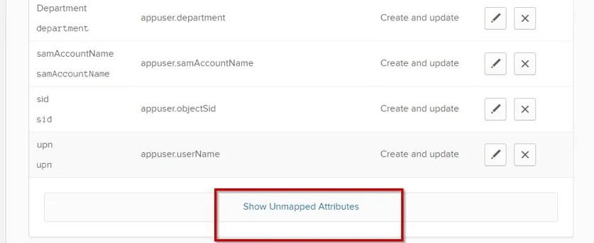 Okta Show Unmapped Attributes