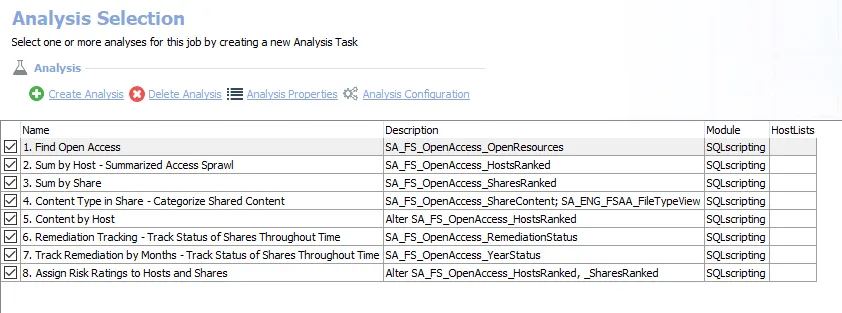 Analysis Tasks for the SP_OpenAccess Job