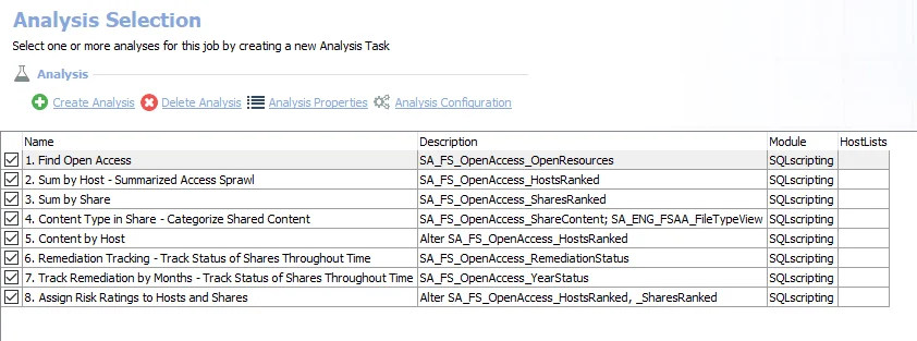 Analysis Tasks for the AD_OpenAccess Job