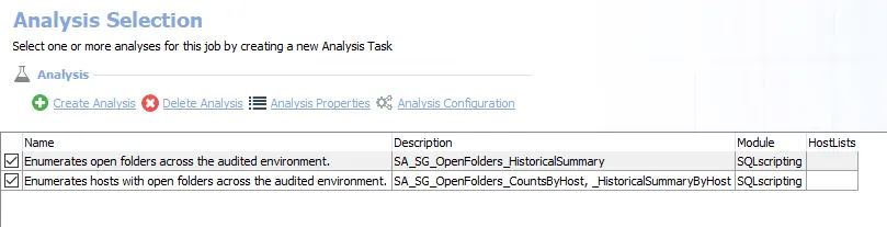 Analysis Tasks for the SG_OpenFolders Job