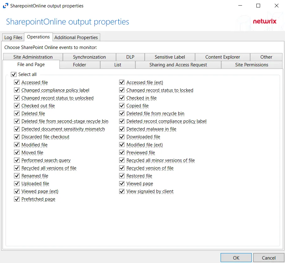 Operations Tab for SharePoint Online Properties