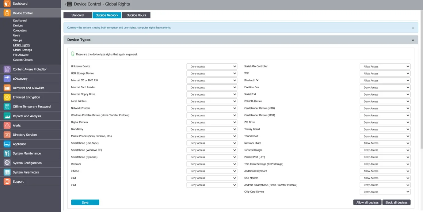 Deﬁne fallback policies that will apply when outside the network