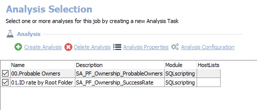 Analysis Tasks for the PF_Owners Job