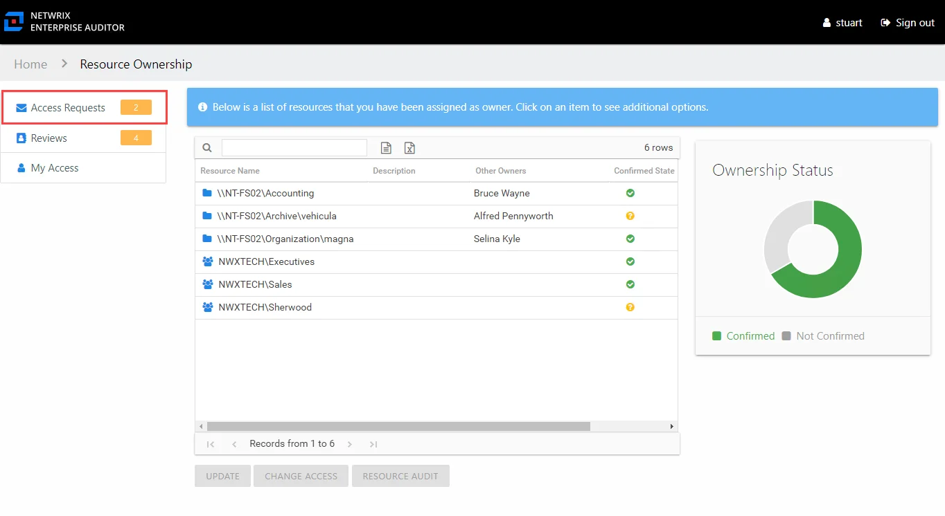 Access Requests link in Owners Portal